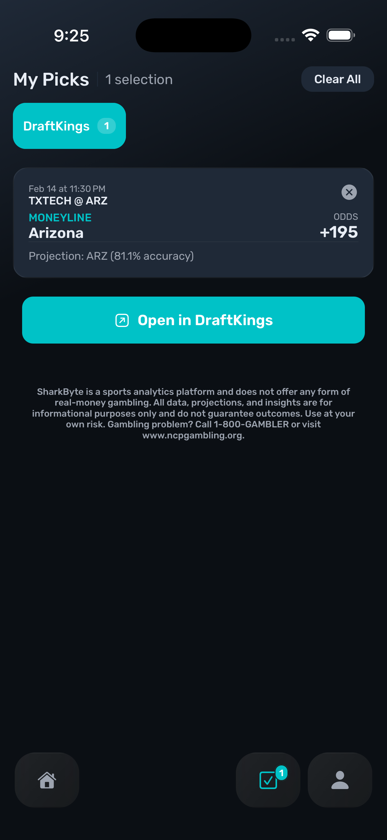 SharkByte Picks Screen